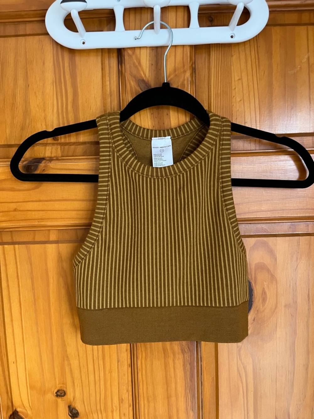 Good American Striped Ribbed Top - Bronze Brown/Gold - Picture 3 of 8